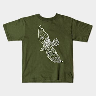 Hawk and Northern Landscape White Graphic Kids T-Shirt